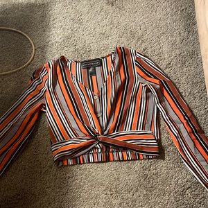 Multicolor crop top business shirt